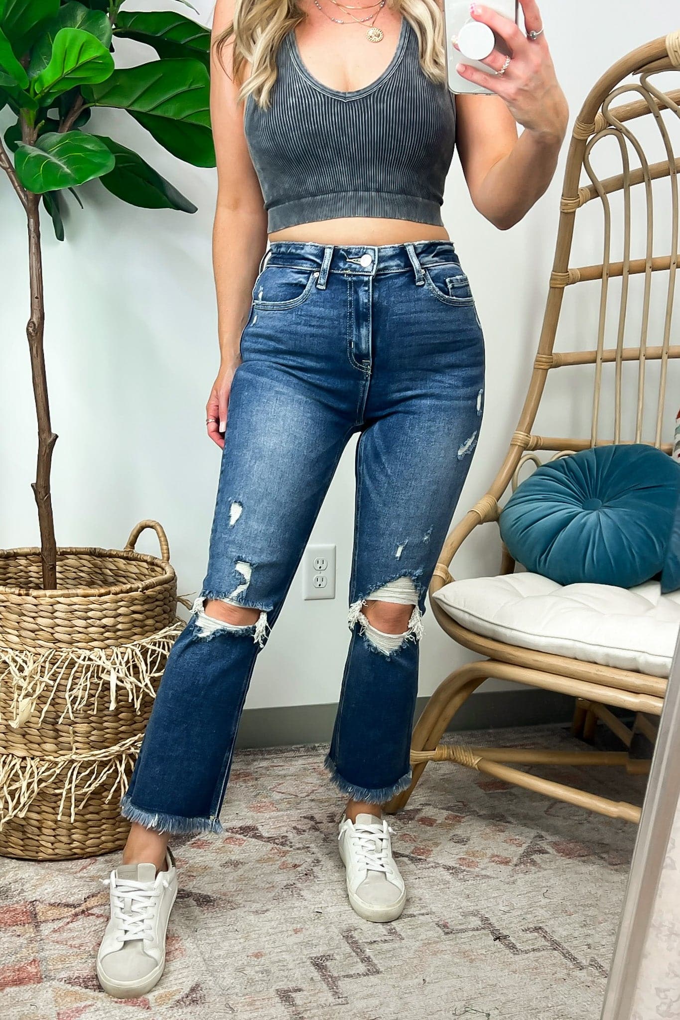  Caresha Distressed Cropped Flare Jeans | BACK IN STOCK - Madison and Mallory