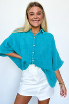  Carleen Washed Gauze Button Down Top - BACK IN STOCK - Madison and Mallory
