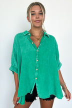  Carleen Washed Gauze Button Down Top - BACK IN STOCK - Madison and Mallory