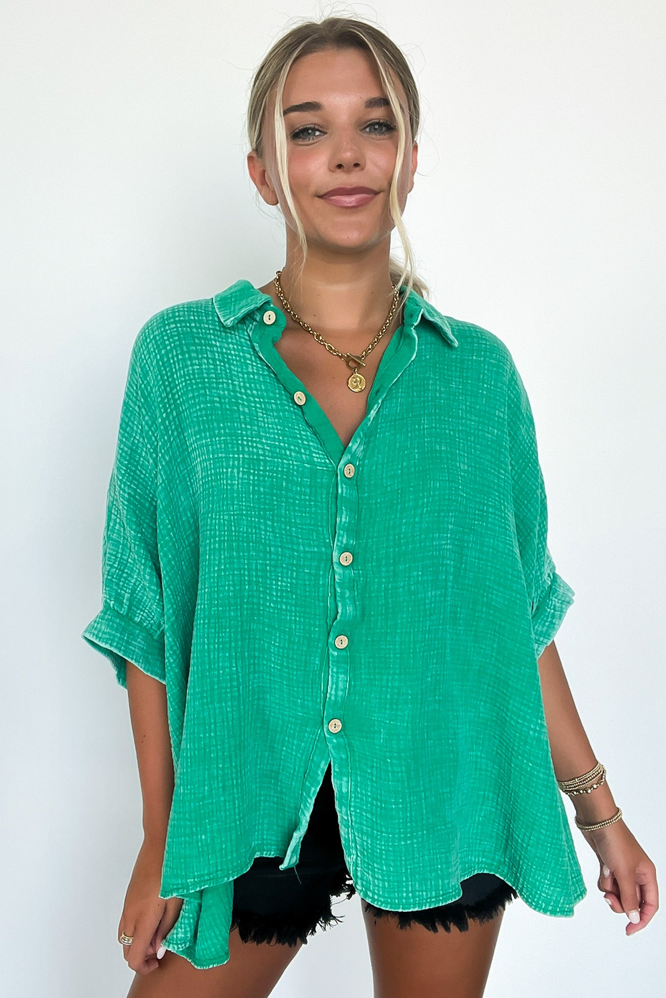  Carleen Washed Gauze Button Down Top - BACK IN STOCK - Madison and Mallory