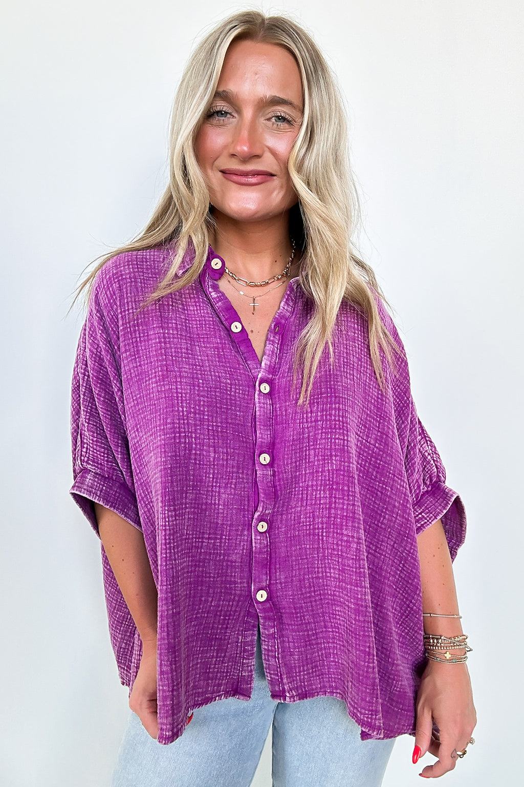  Carleen Washed Gauze Button Down Top - BACK IN STOCK - Madison and Mallory