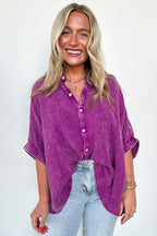 Light Plum / SM Carleen Washed Gauze Button Down Top - BACK IN STOCK - Madison and Mallory