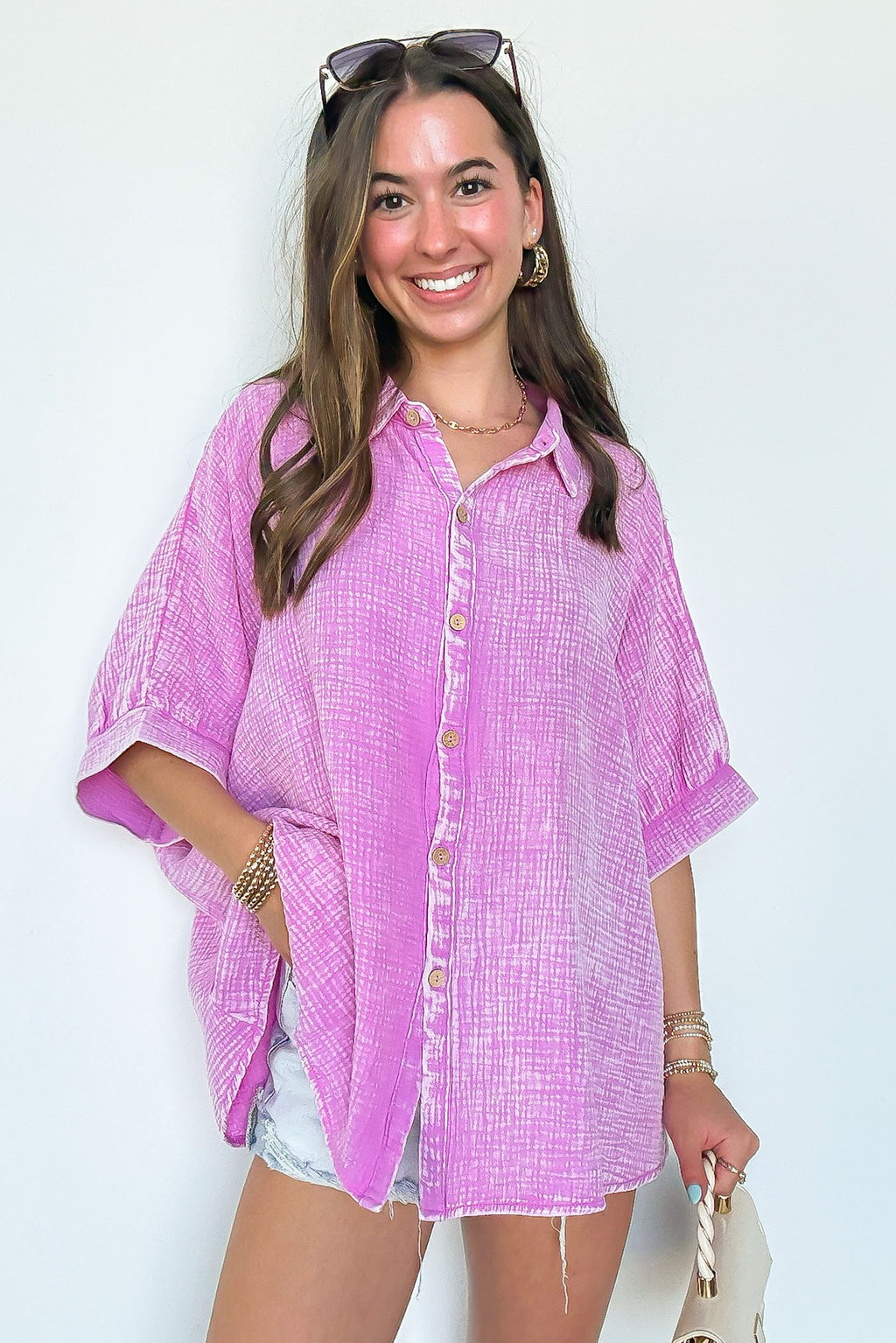 Carleen Washed Gauze Button Down Top - BACK IN STOCK - Madison and Mallory