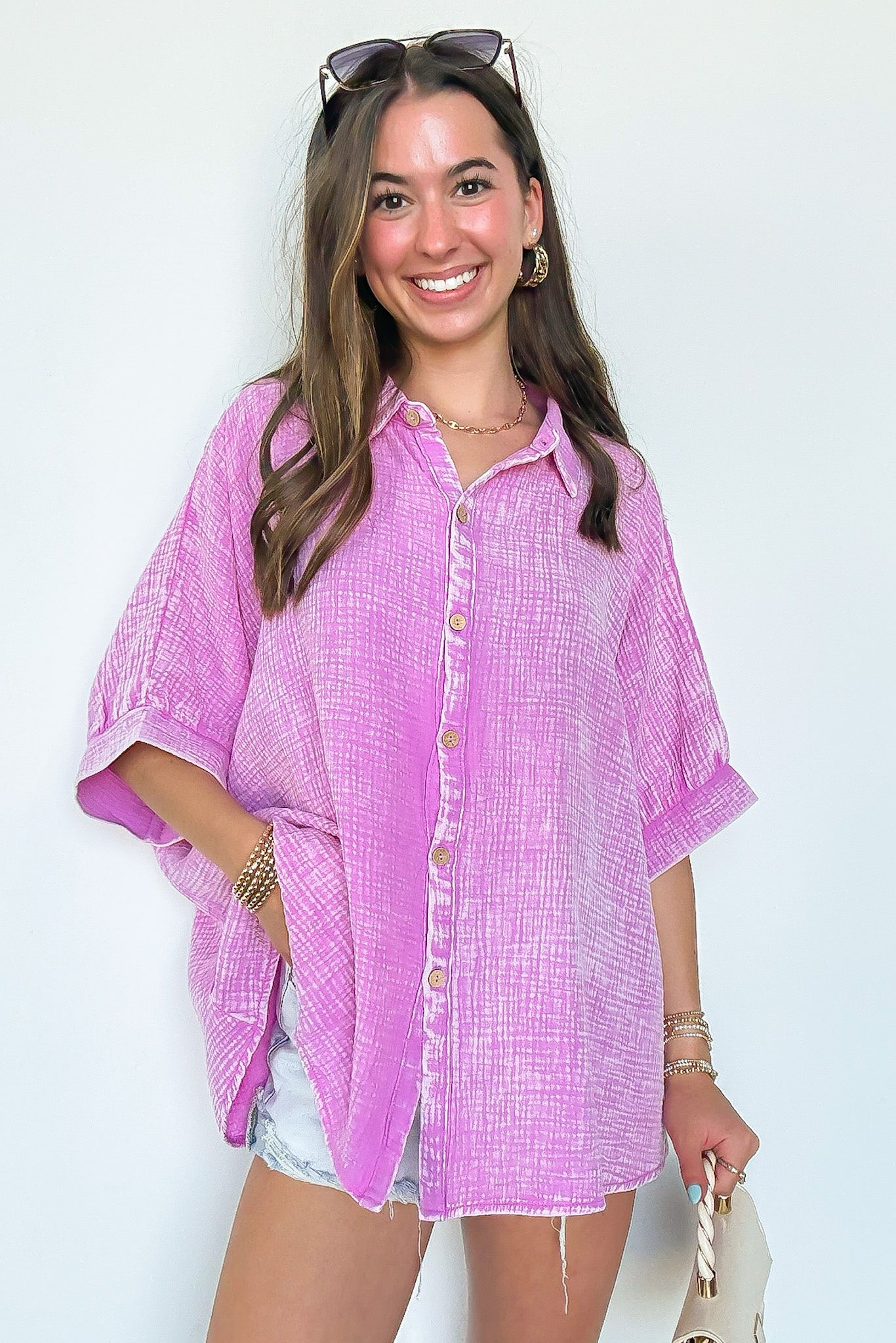Carleen Washed Gauze Button Down Top - BACK IN STOCK - Madison and Mallory