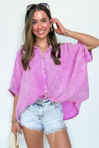 Bright Mauve / SM Carleen Washed Gauze Button Down Top - Madison and Mallory