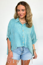 Carleen Washed Gauze Button Down Top - BACK IN STOCK - Madison and Mallory