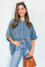 Carleen Washed Gauze Button Down Top - BACK IN STOCK