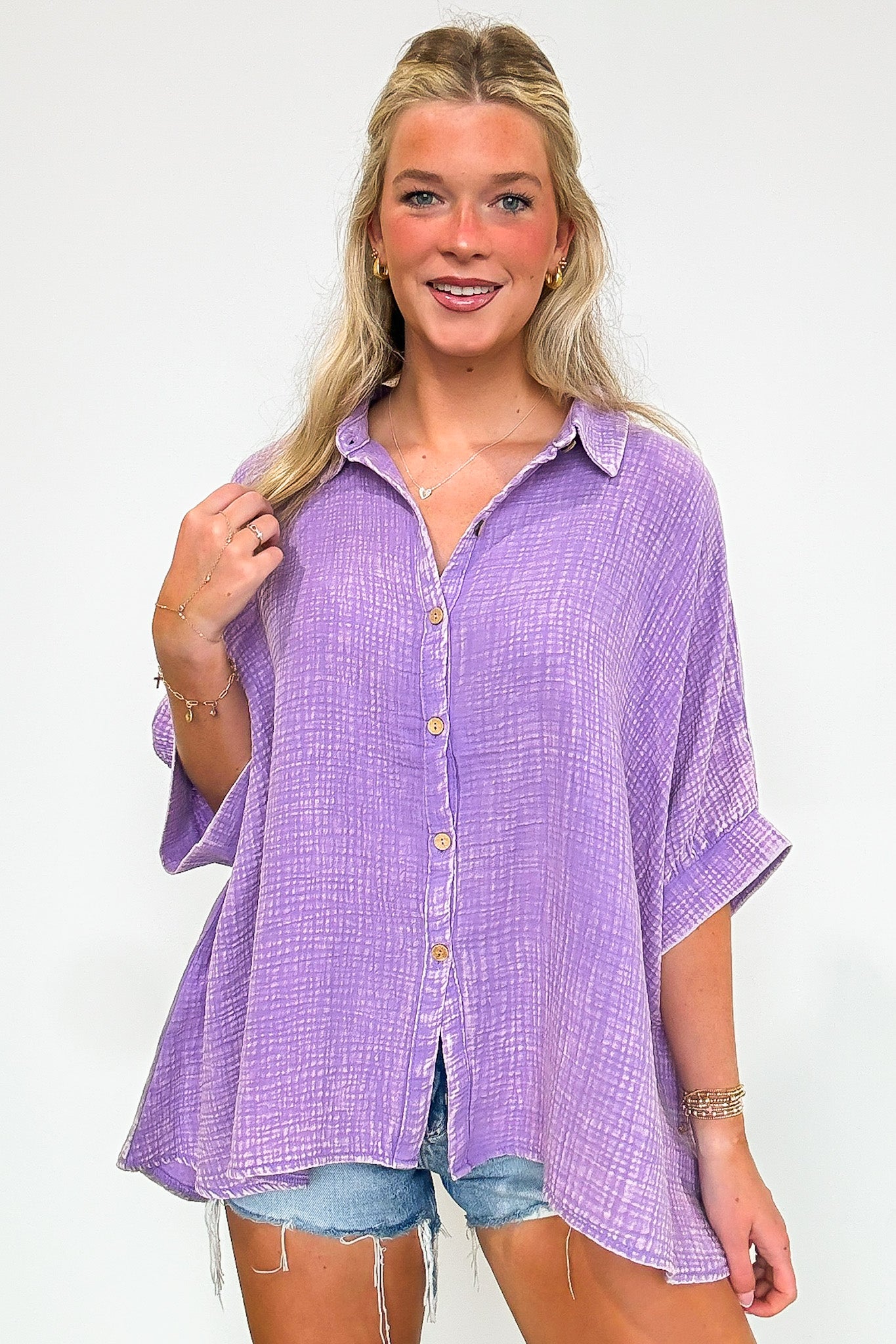 Carleen Washed Gauze Button Down Top - BACK IN STOCK