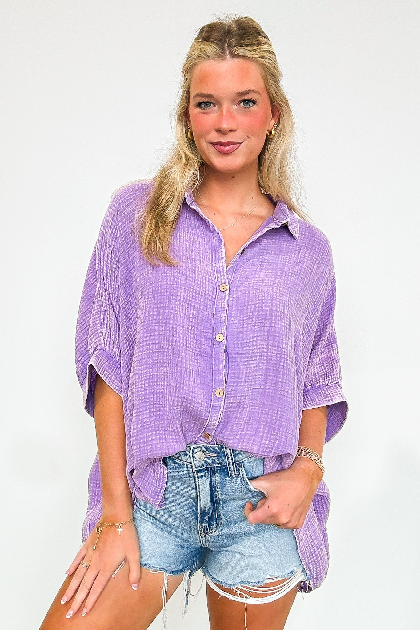 Carleen Washed Gauze Button Down Top - BACK IN STOCK - Madison and Mallory