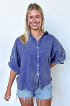 Carleen Washed Gauze Button Down Top - BACK IN STOCK