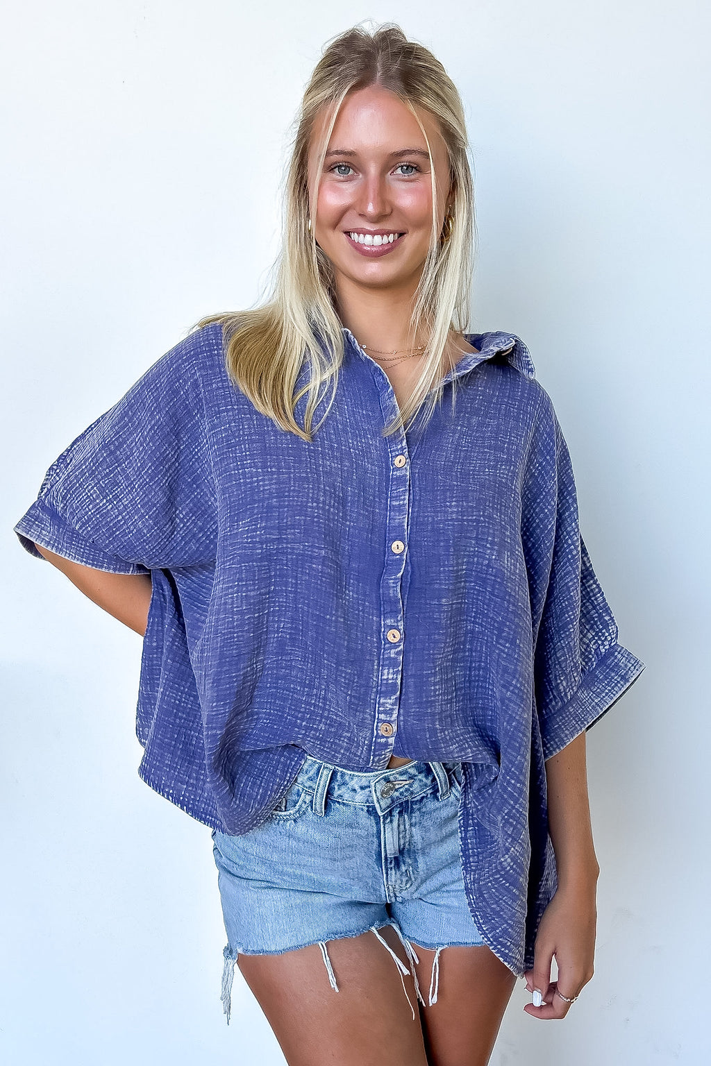 Carleen Washed Gauze Button Down Top
