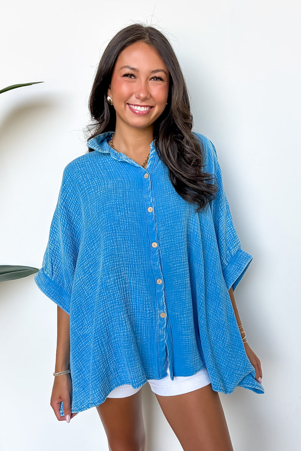 Carleen Washed Gauze Button Down Top