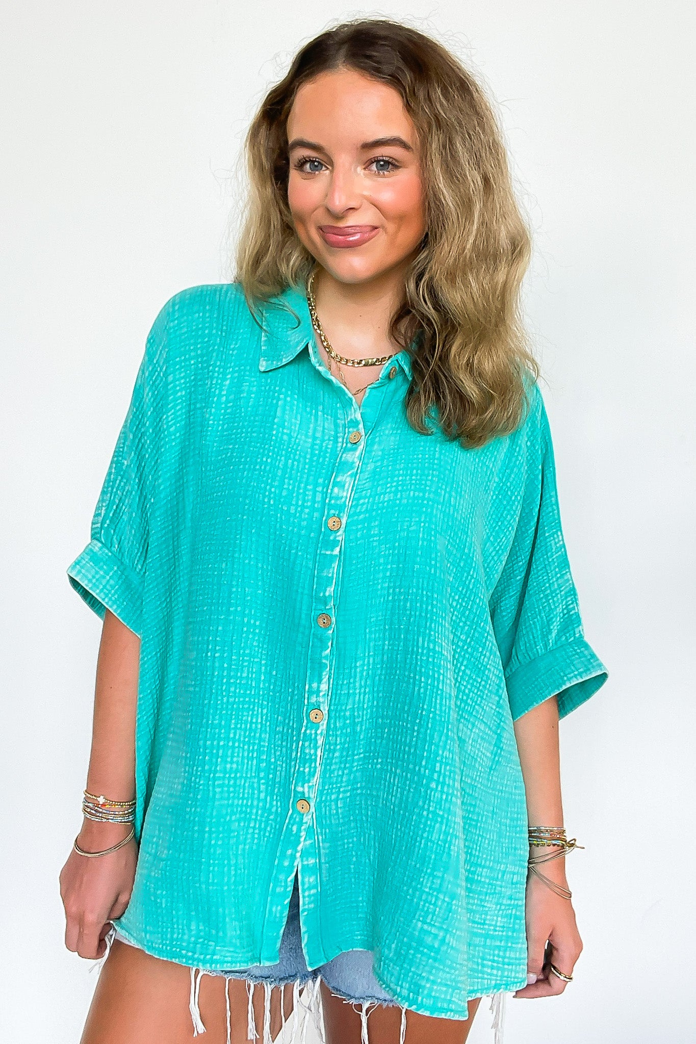 Carleen Washed Gauze Button Down Top - BACK IN STOCK - Madison and Mallory