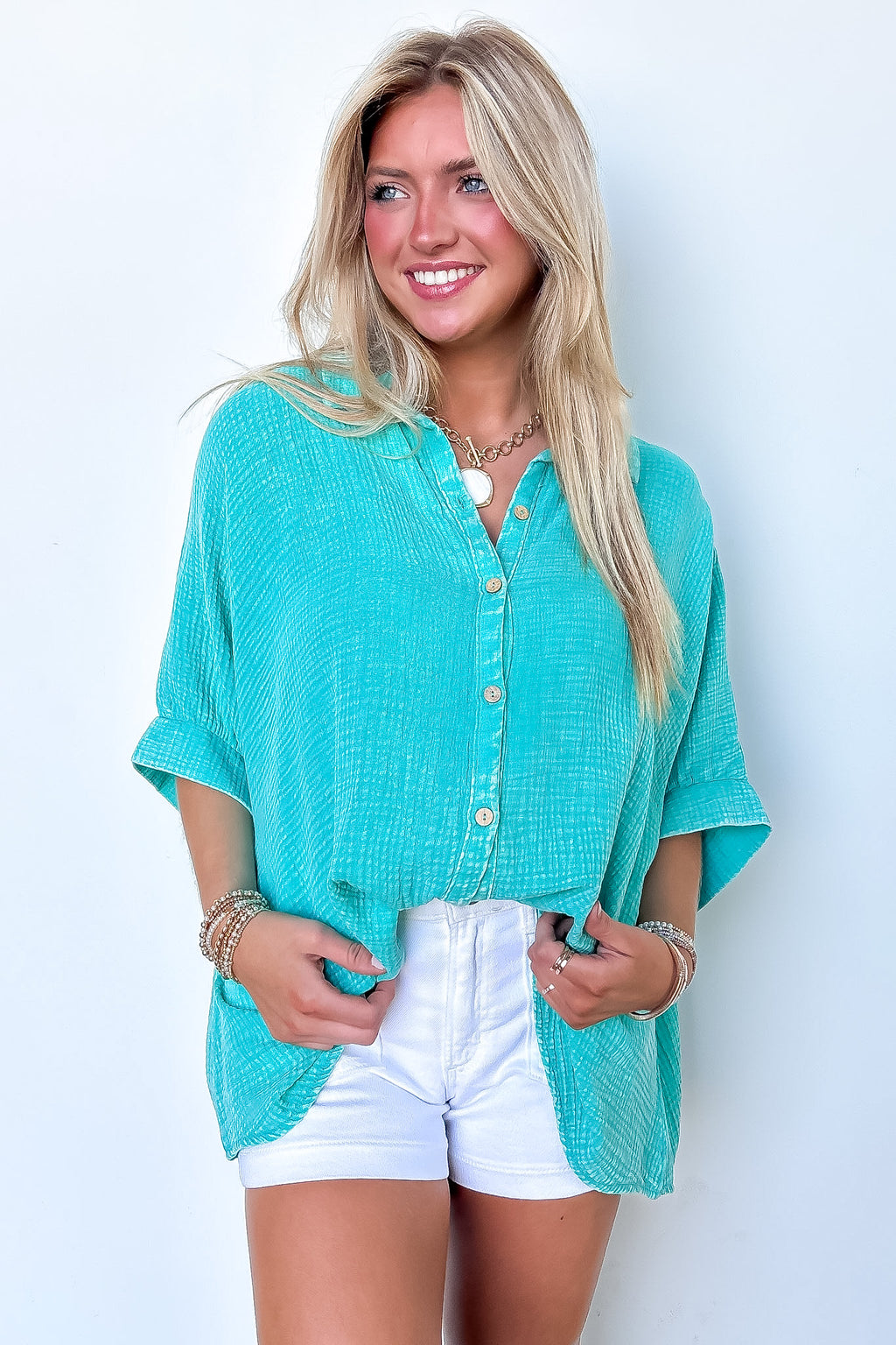 Carleen Washed Gauze Button Down Top - BACK IN STOCK