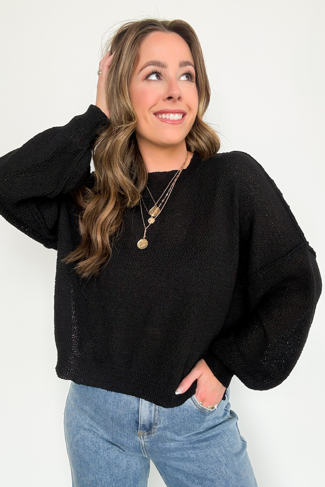  Carlina Mock Neck Side Slit Knit Sweater - Madison and Mallory