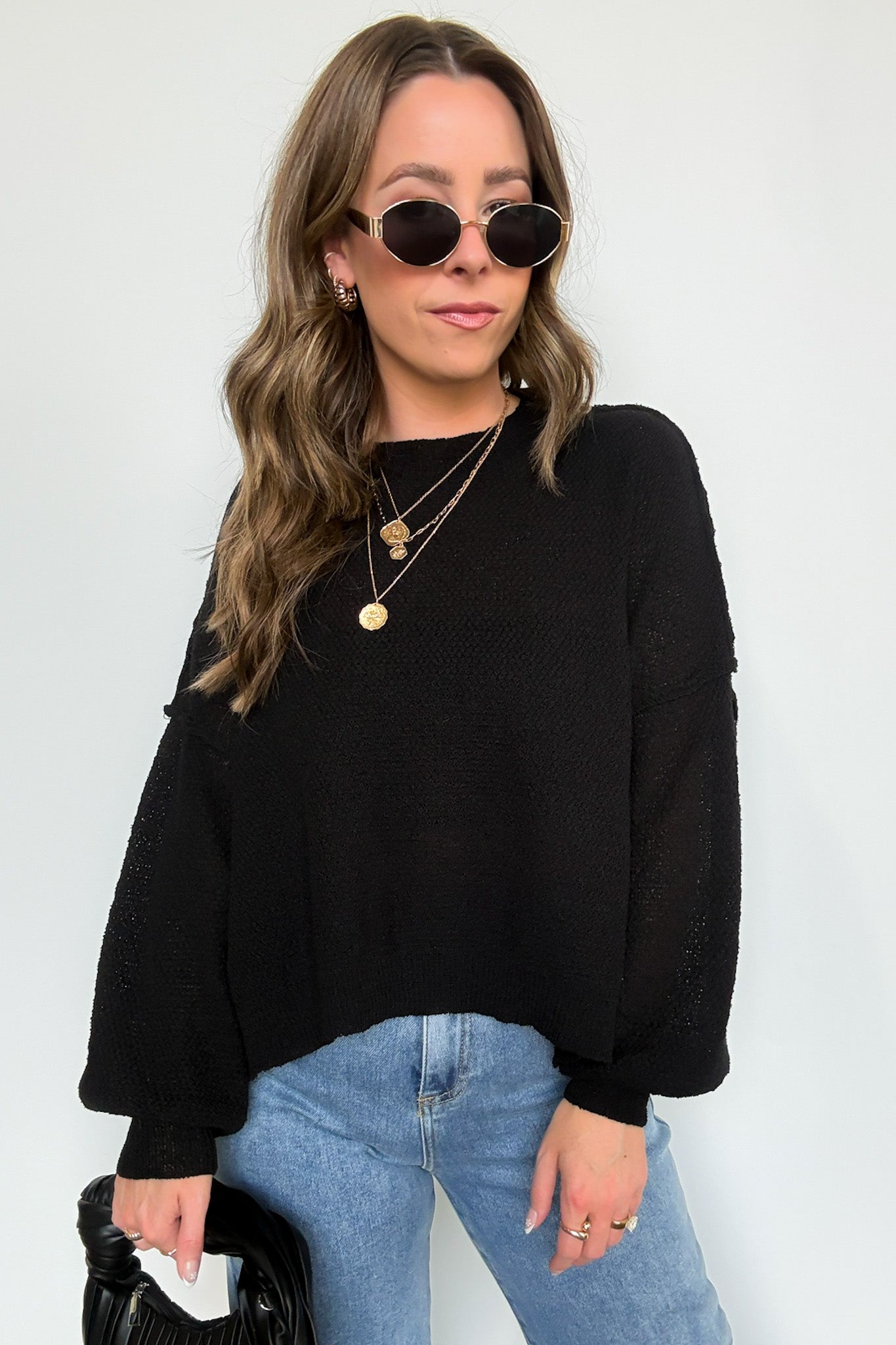  Carlina Mock Neck Side Slit Knit Sweater - Madison and Mallory