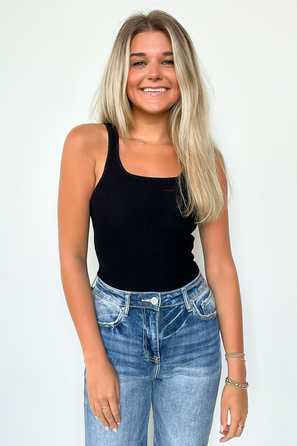 Black / S Carmelia Ribbed Tank Bodysuit - FINAL SALE - Madison and Mallory