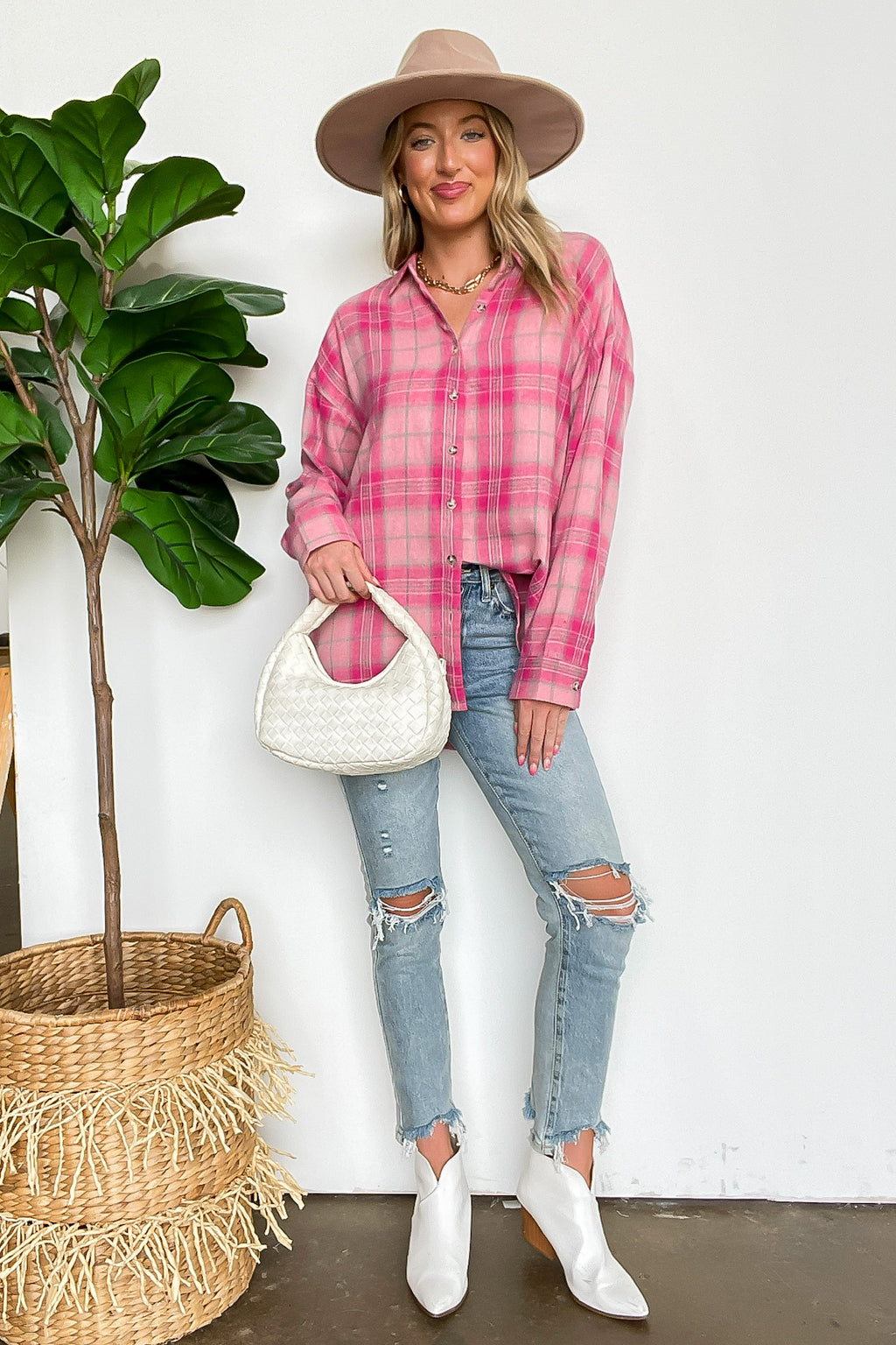 Carolyn Brushed Plaid Button-Up Top - FINAL SALE - Madison and Mallory