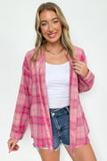 S / Pink Combo Carolyn Brushed Plaid Button-Up Top - FINAL SALE - Madison and Mallory