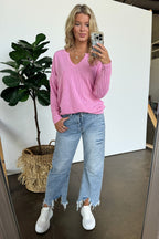 Casual Chic Rib Knit Patch Pocket V-Neck Top - FINAL SALE - Madison and Mallory