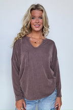 Casual Chic Rib Knit Patch Pocket V-Neck Top - FINAL SALE - Madison and Mallory