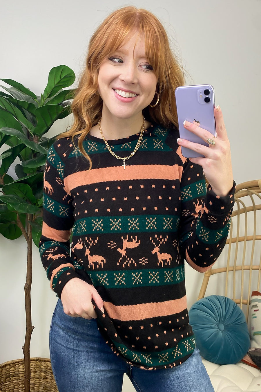  Casual Coziness Print Knit Top - FINAL SALE - Madison and Mallory