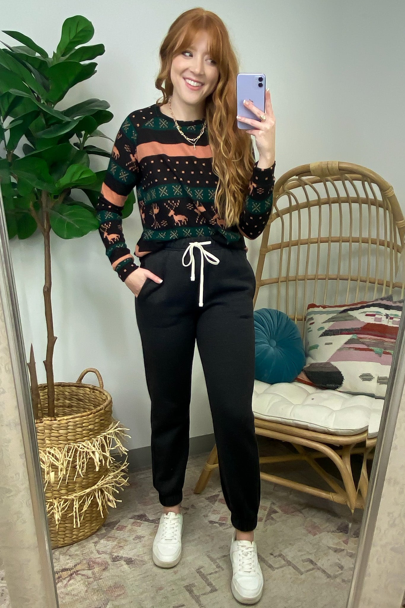  Casual Coziness Print Knit Top - FINAL SALE - Madison and Mallory