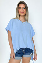 Powder Blue / SM Casual Favorite Side Slit Tunic Top - FINAL SALE - Madison and Mallory