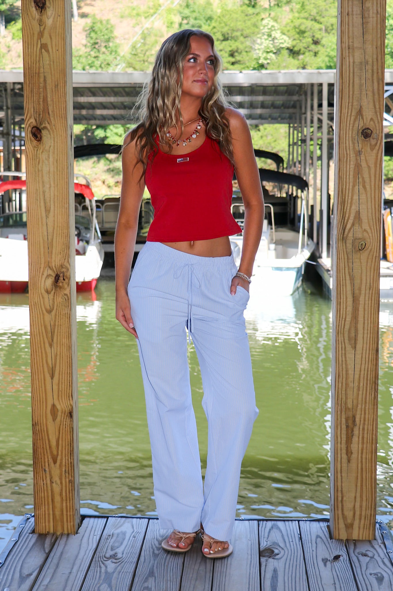 Casual Chic Striped Drawstring Pants - Madison and Mallory
