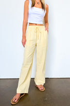 Yellow / XS Casual Chic Striped Drawstring Pants - Madison and Mallory