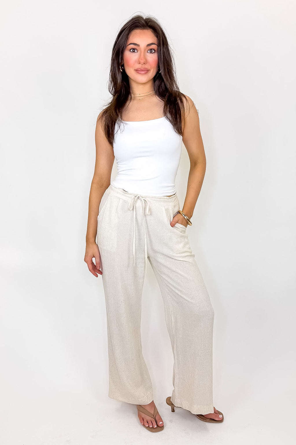 Casual Comfort Drawstring Linen Blend Pants - Madison and Mallory