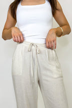 Casual Comfort Drawstring Linen Blend Pants - Madison and Mallory