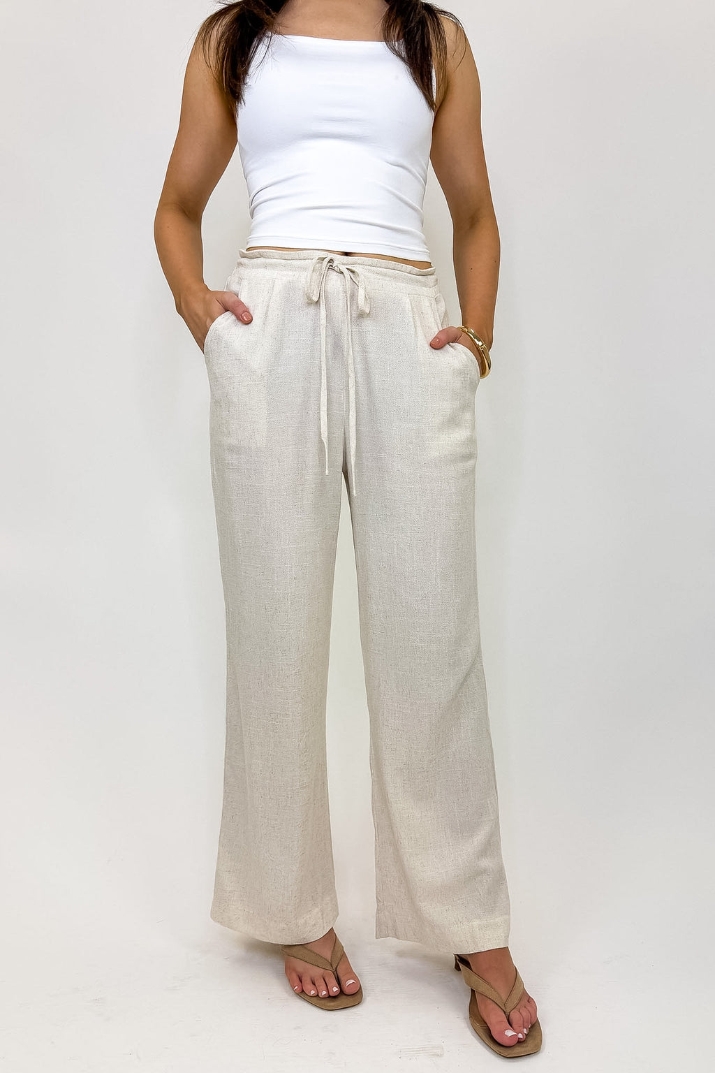 Casual Comfort Drawstring Linen Blend Pants - Madison and Mallory