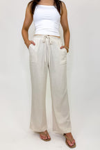 Casual Comfort Drawstring Linen Blend Pants - Madison and Mallory
