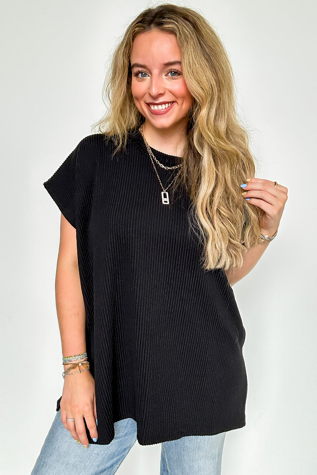 Casual Favorite Short Sleeve Side Slit Tunic Top