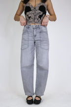 Casual Form Pocket Barrel Leg Jeans