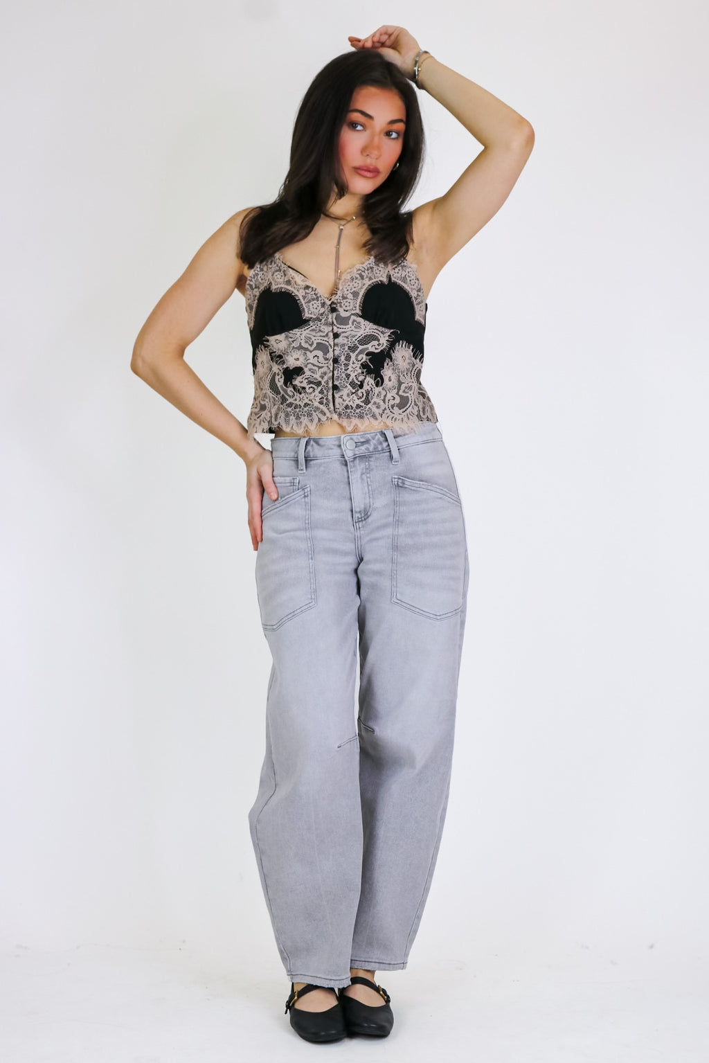 Casual Form Pocket Barrel Leg Jeans