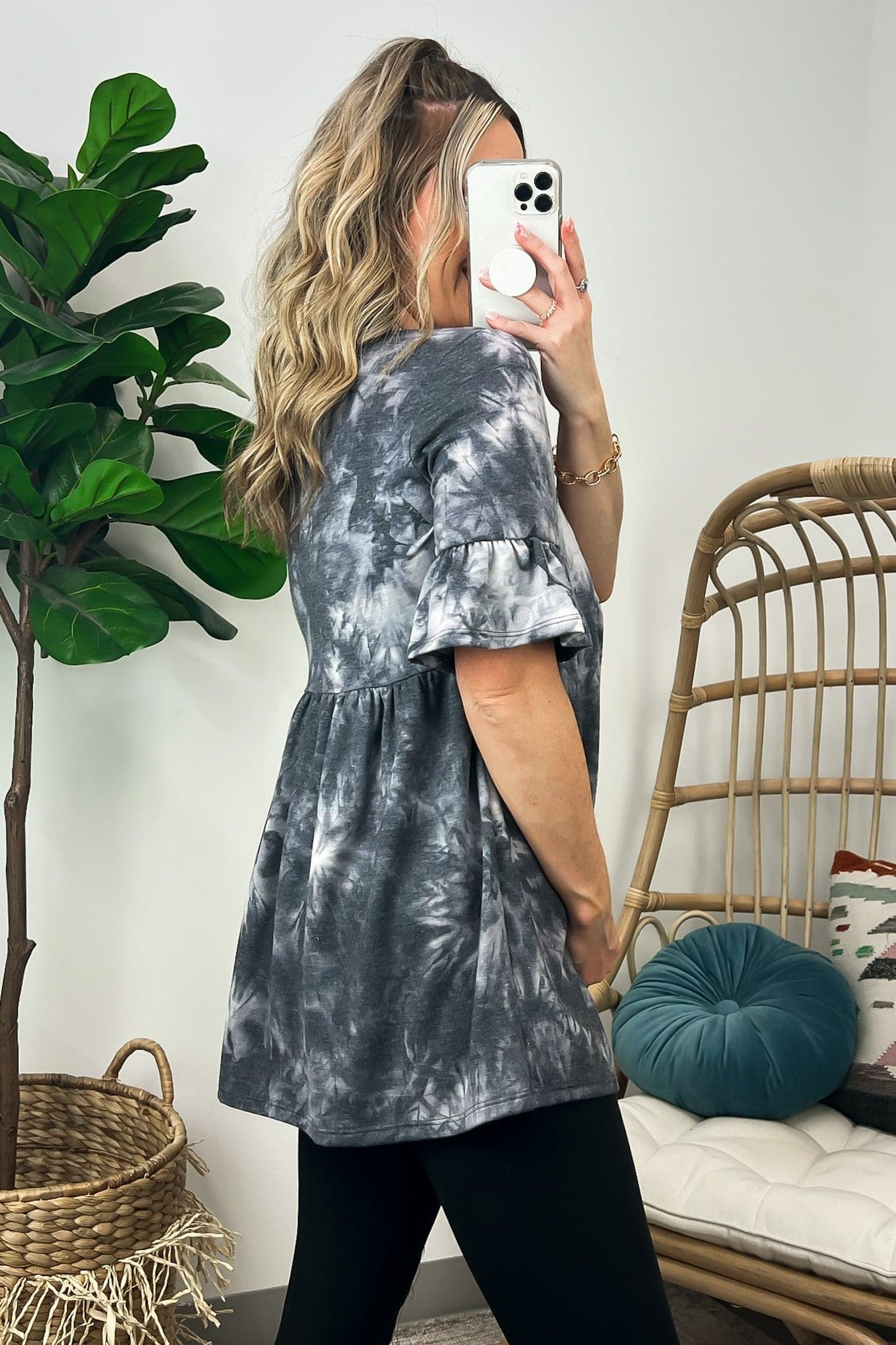  Catania V-Neck Ruffle Sleeve Cloudwash Top - BACK IN STOCK - Madison and Mallory