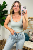 Pewter / SM Catch Up Ribbed Cropped Brami Top - FINAL SALE - Madison and Mallory