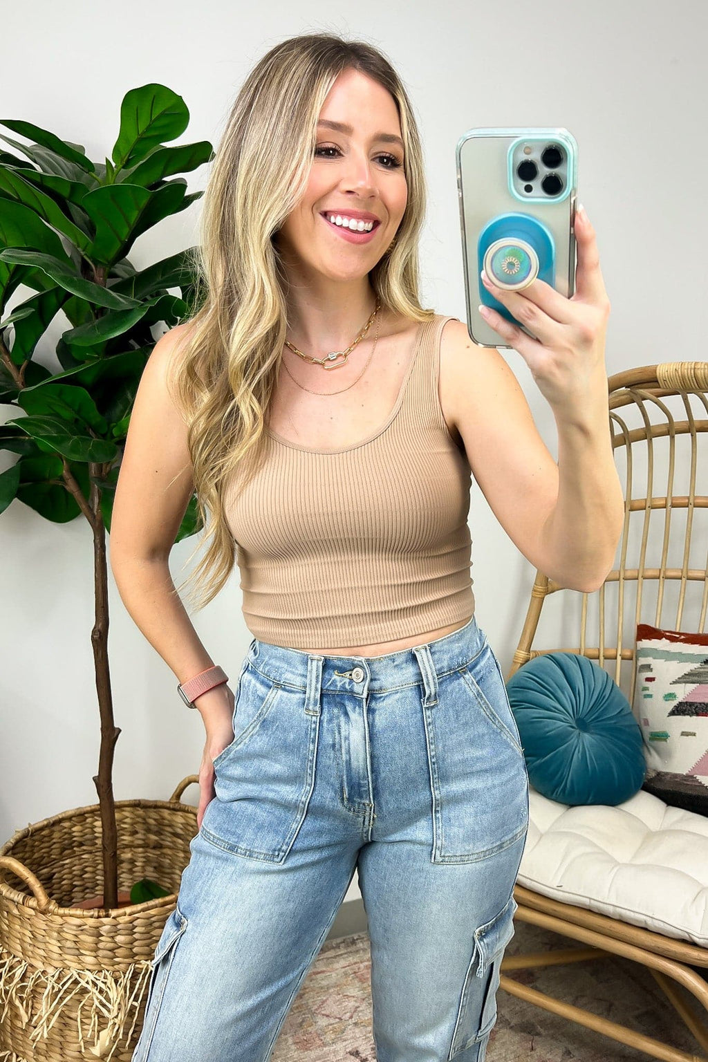 Dark Taupe / SM Catch Up Ribbed Cropped Brami Top - FINAL SALE - Madison and Mallory