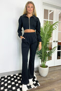 Black / S Catie French Terry Zip Up Jacket - FINAL SALE - Madison and Mallory