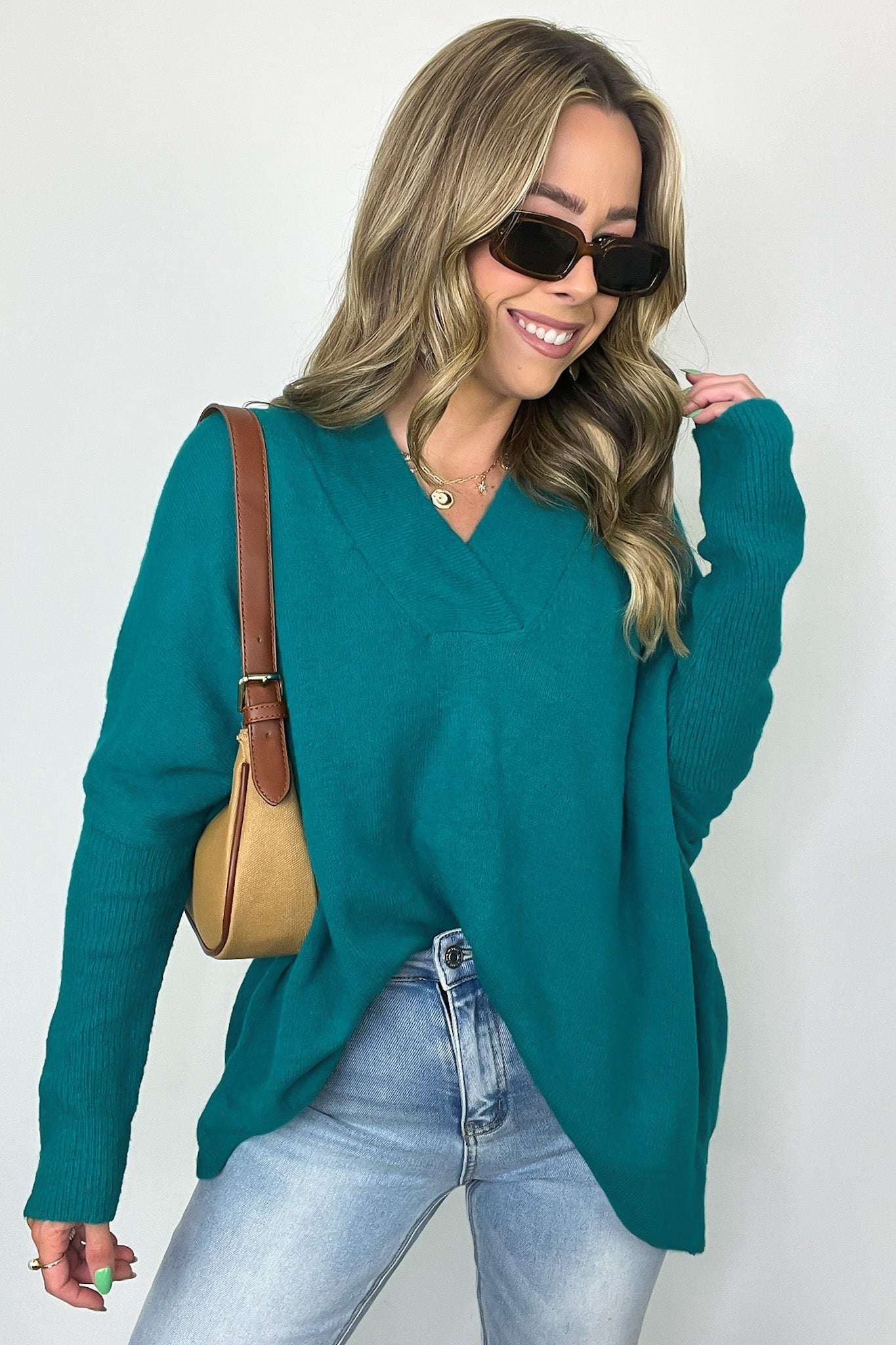 Cayden Oversized V-Neck Sweater - FINAL SALE - Madison and Mallory