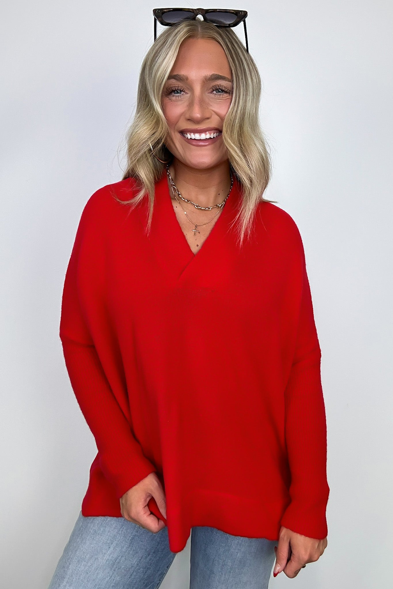 Cayden Oversized V-Neck Sweater - FINAL SALE - Madison and Mallory