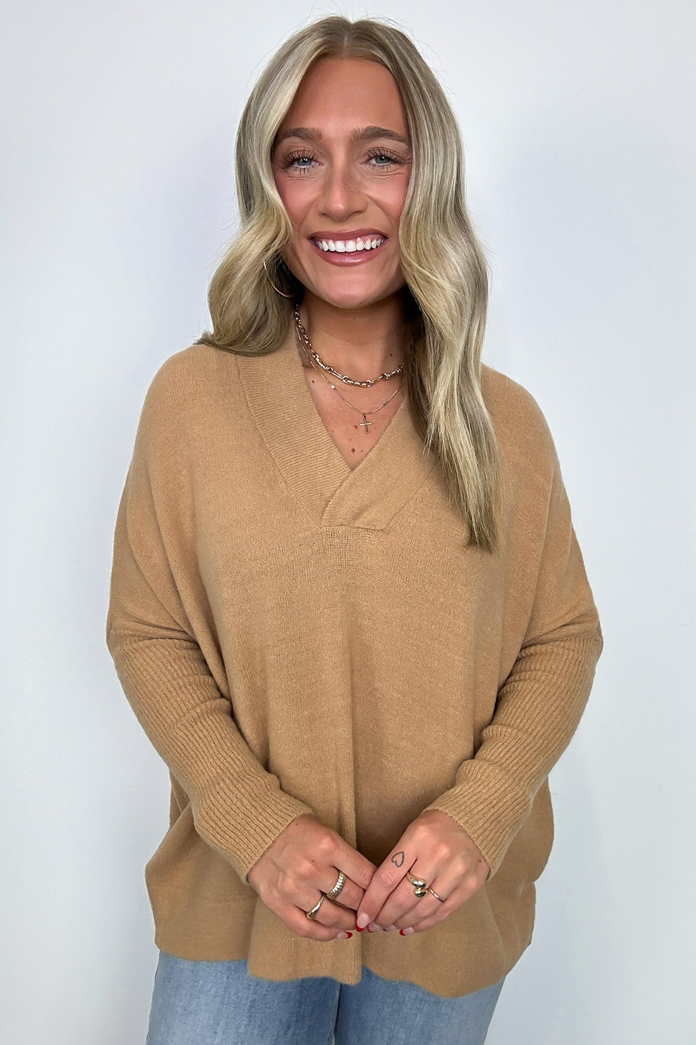 Cayden Oversized V-Neck Sweater - FINAL SALE - Madison and Mallory