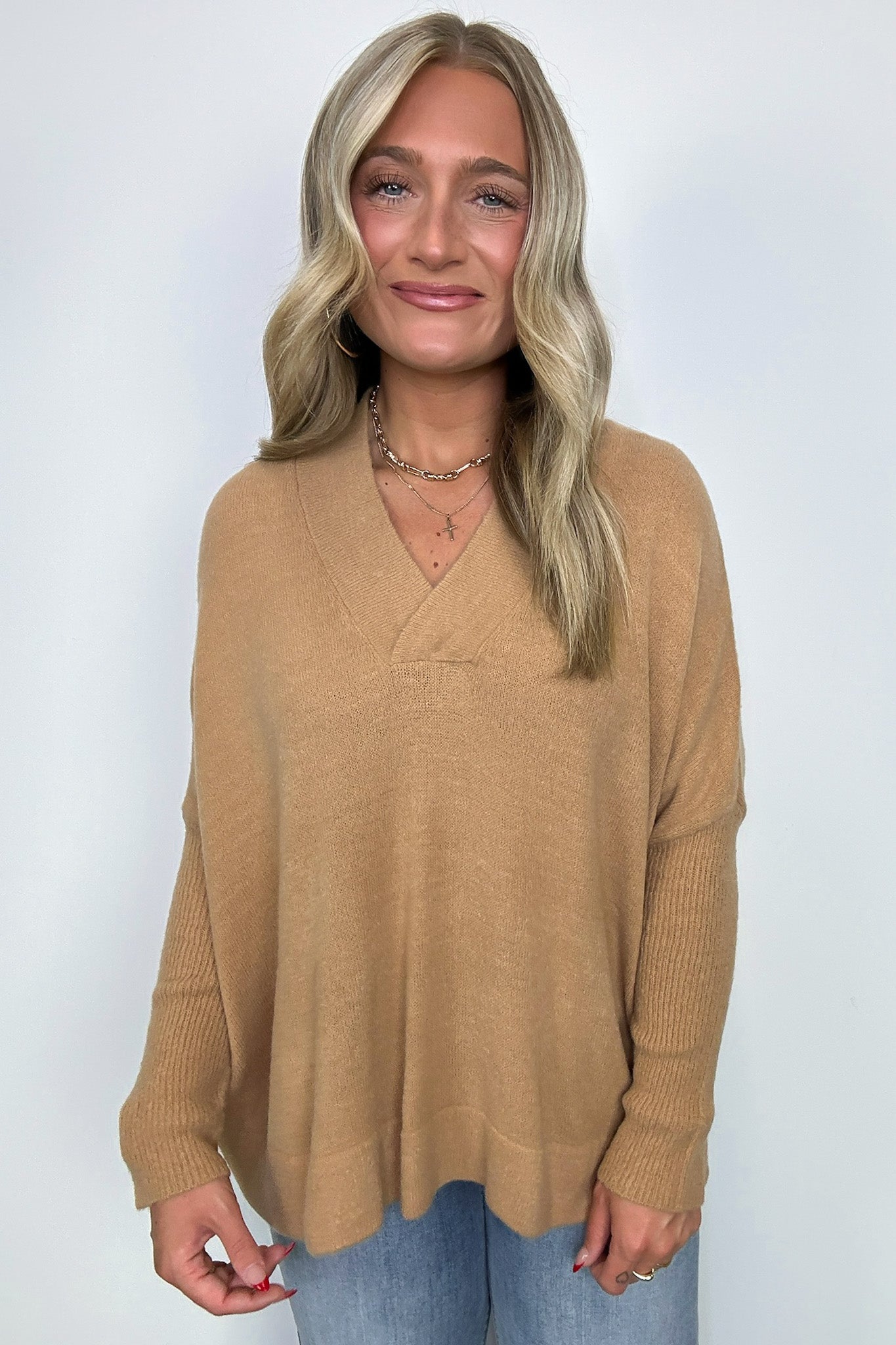 Cayden Oversized V-Neck Sweater - FINAL SALE - Madison and Mallory