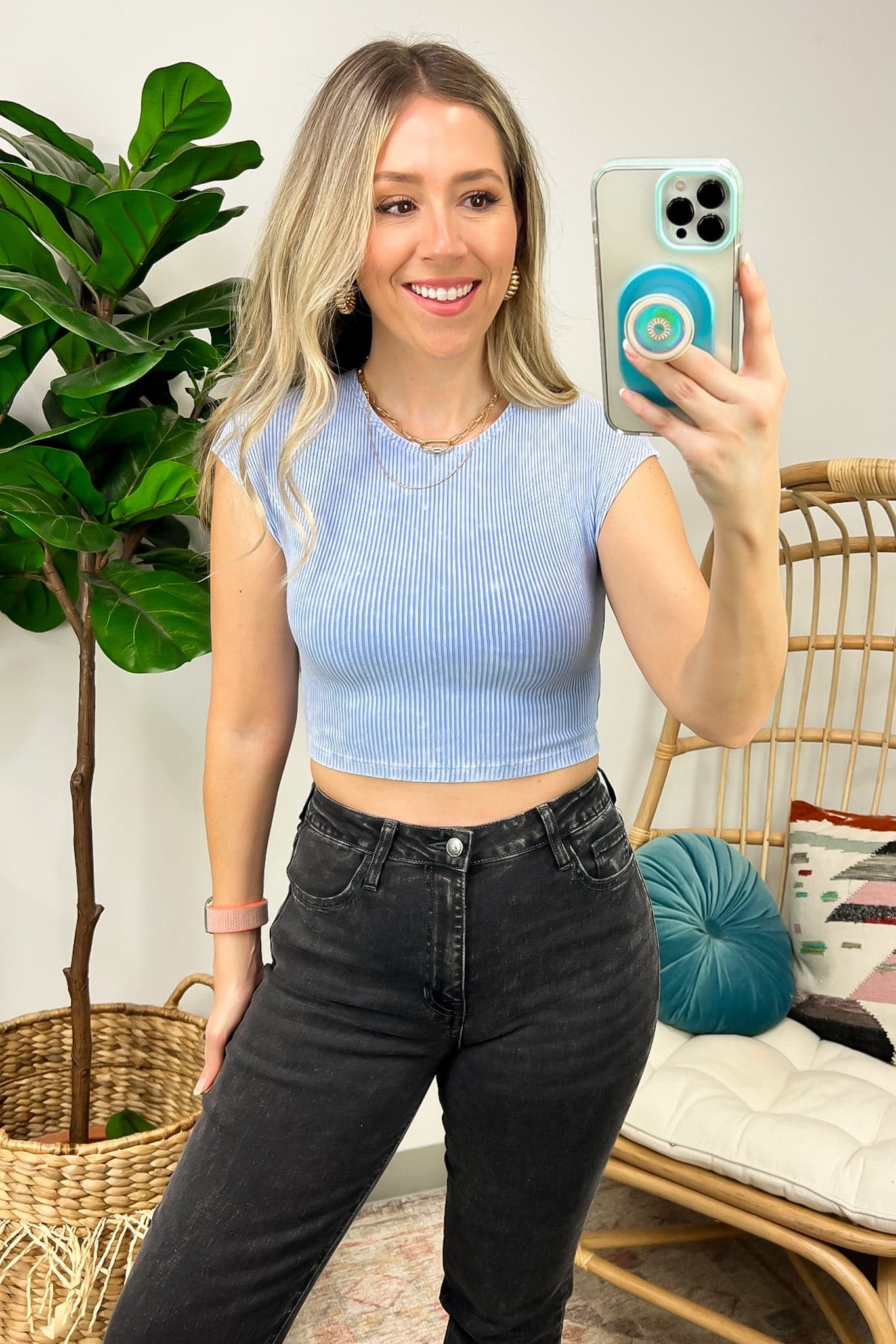  Caylie Vintage Mineral Wash Crop Top - Madison and Mallory