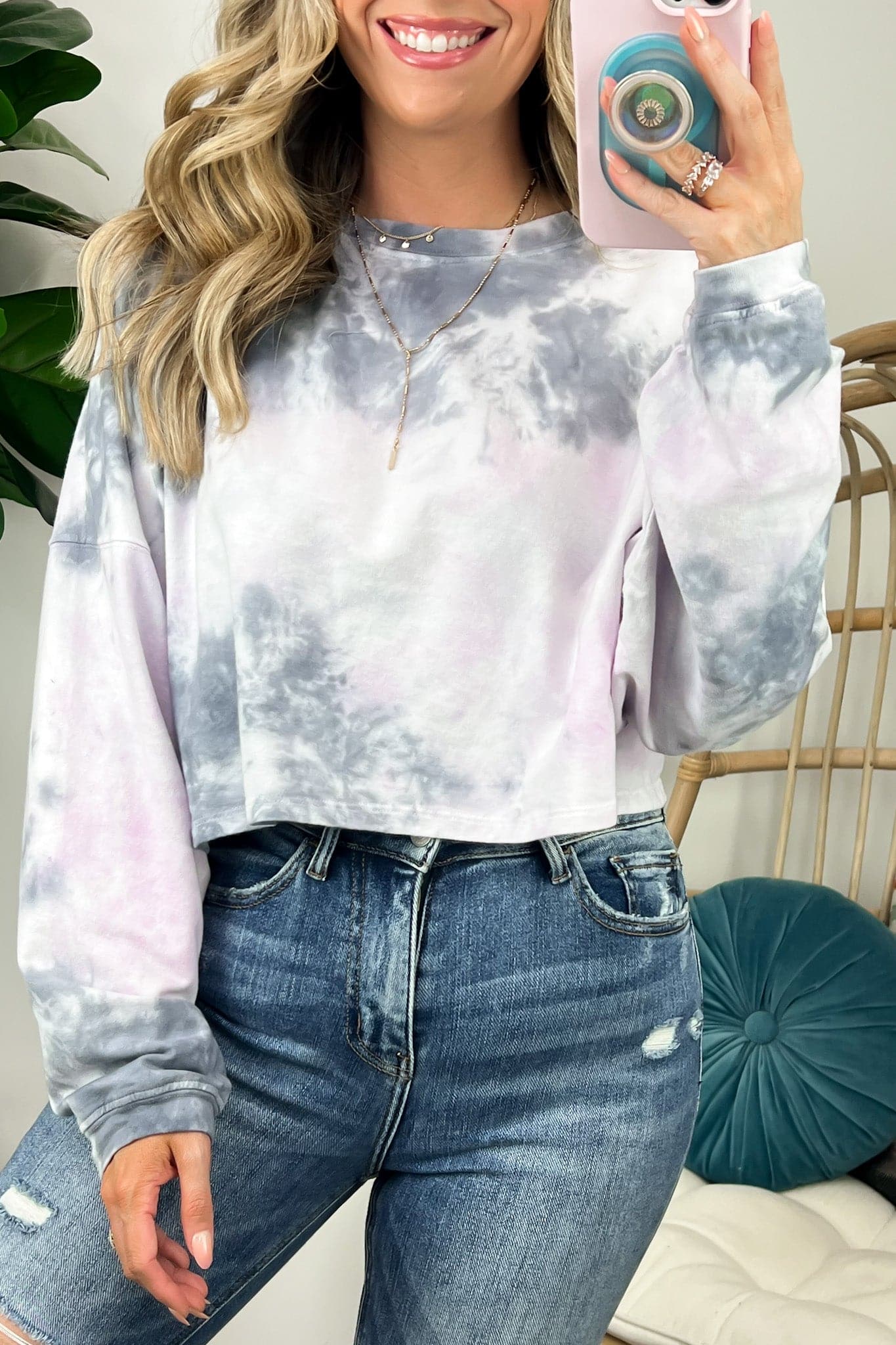  Cazzie Tie Dye Cropped Pullover - FINAL SALE - Madison and Mallory