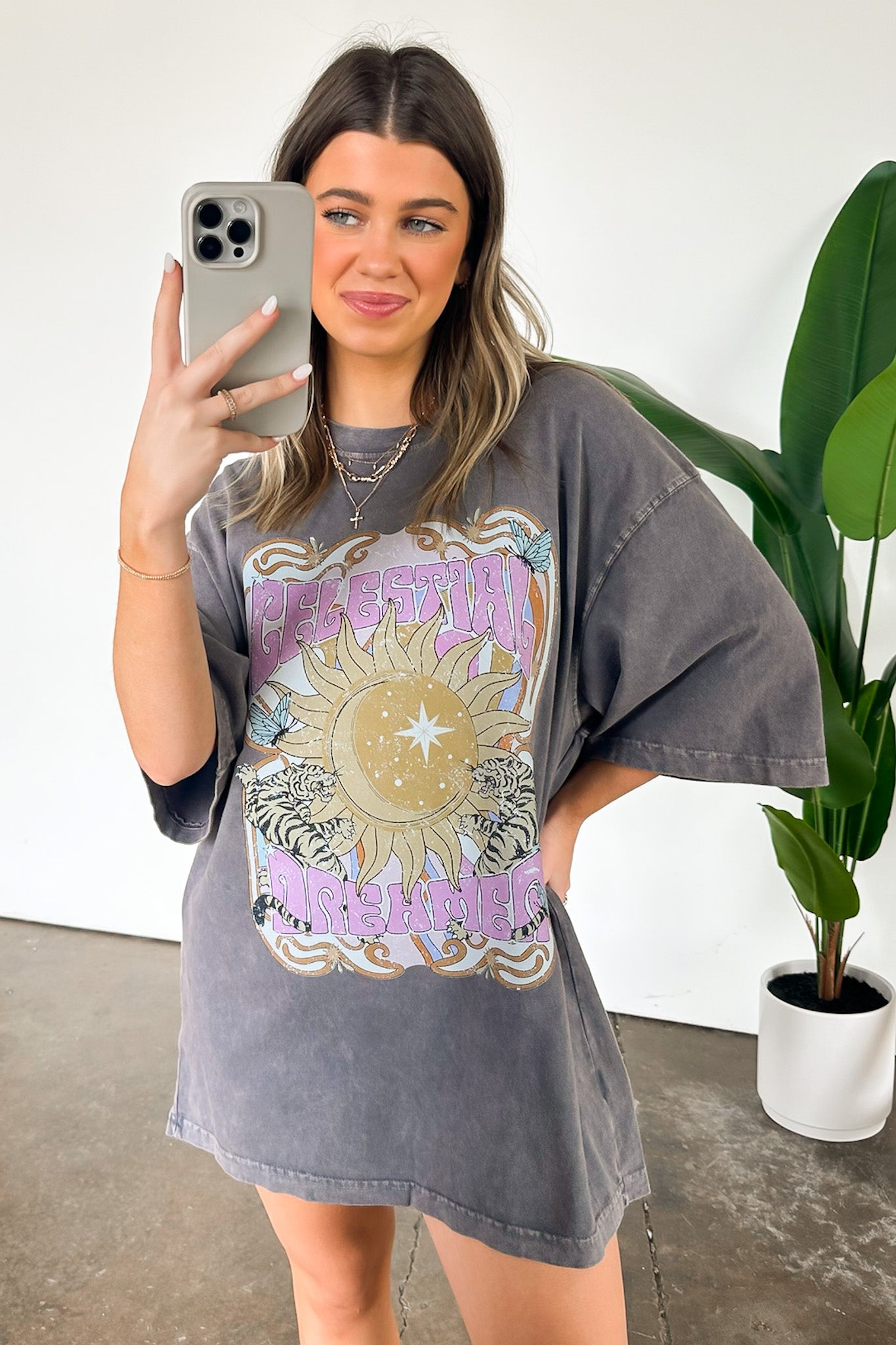  Celestial Dreamer Oversized Vintage Graphic Tee - Madison and Mallory