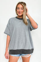 Charcoal / SM Cerise Striped Relaxed Fit Top - BACK IN STOCK - Madison and Mallory