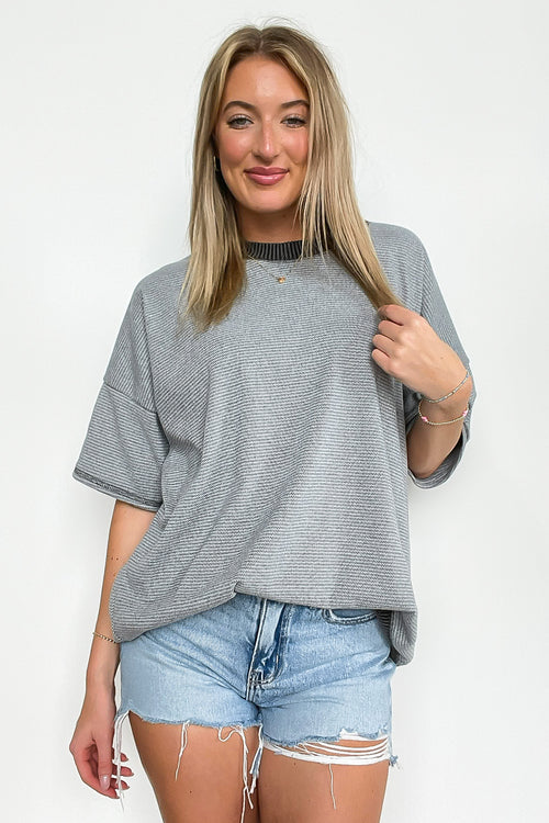 Cerise Striped Relaxed Fit Top - BACK IN STOCK - Madison and Mallory